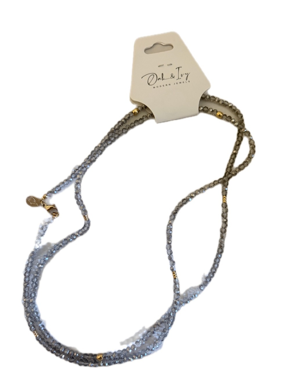 Silver Beaded Layered Necklace with Gold Accents